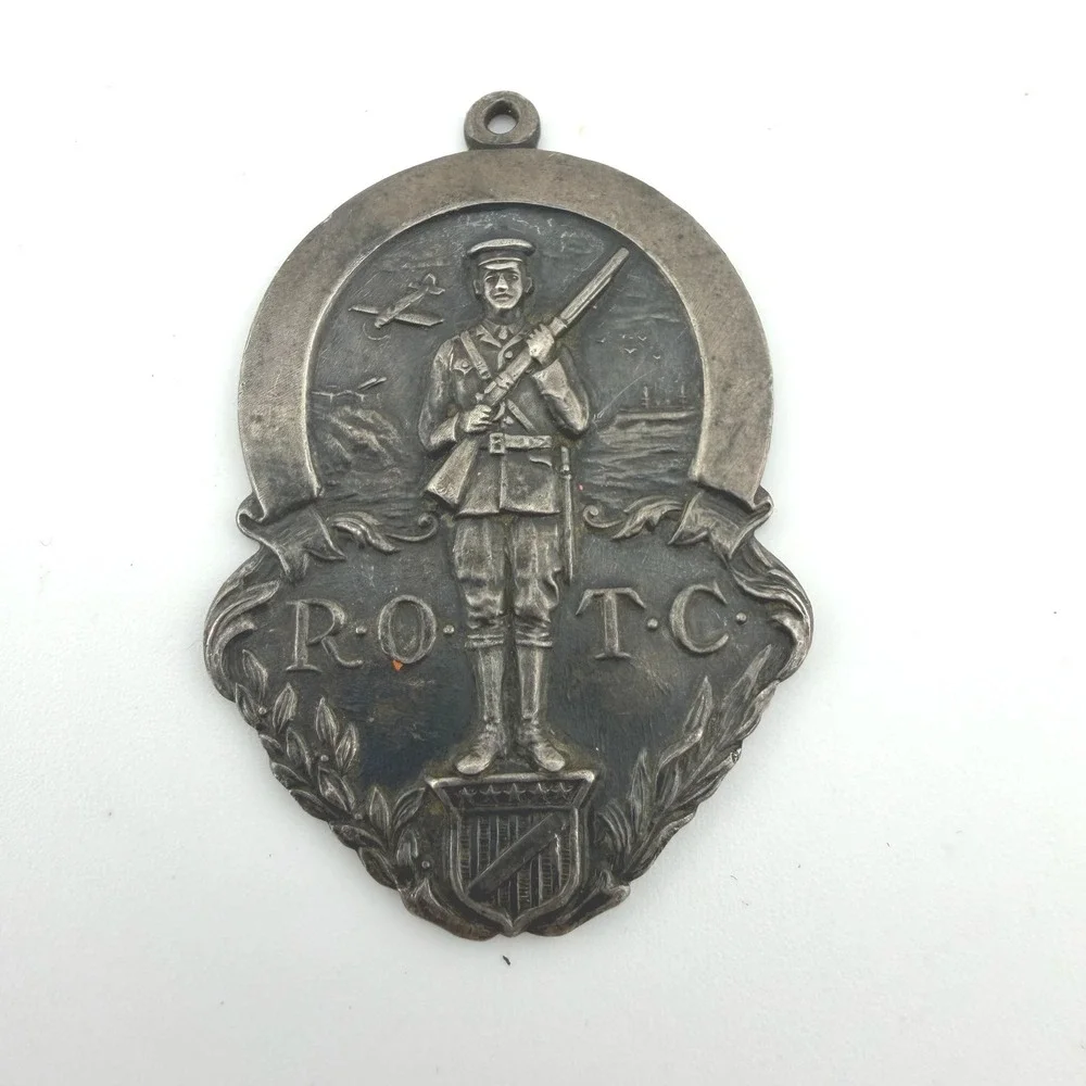 Wm Schridle Co Chicago Sterling Silver ROTC Medal Pendant Antique Military Medal